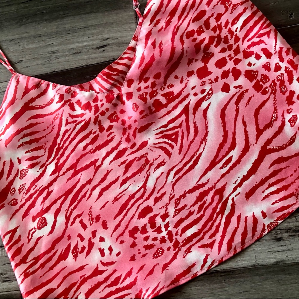 Vintage 2000 Y2K Victoria’s Secret Animal Print Satin Slip Top - Picture 3 of 6